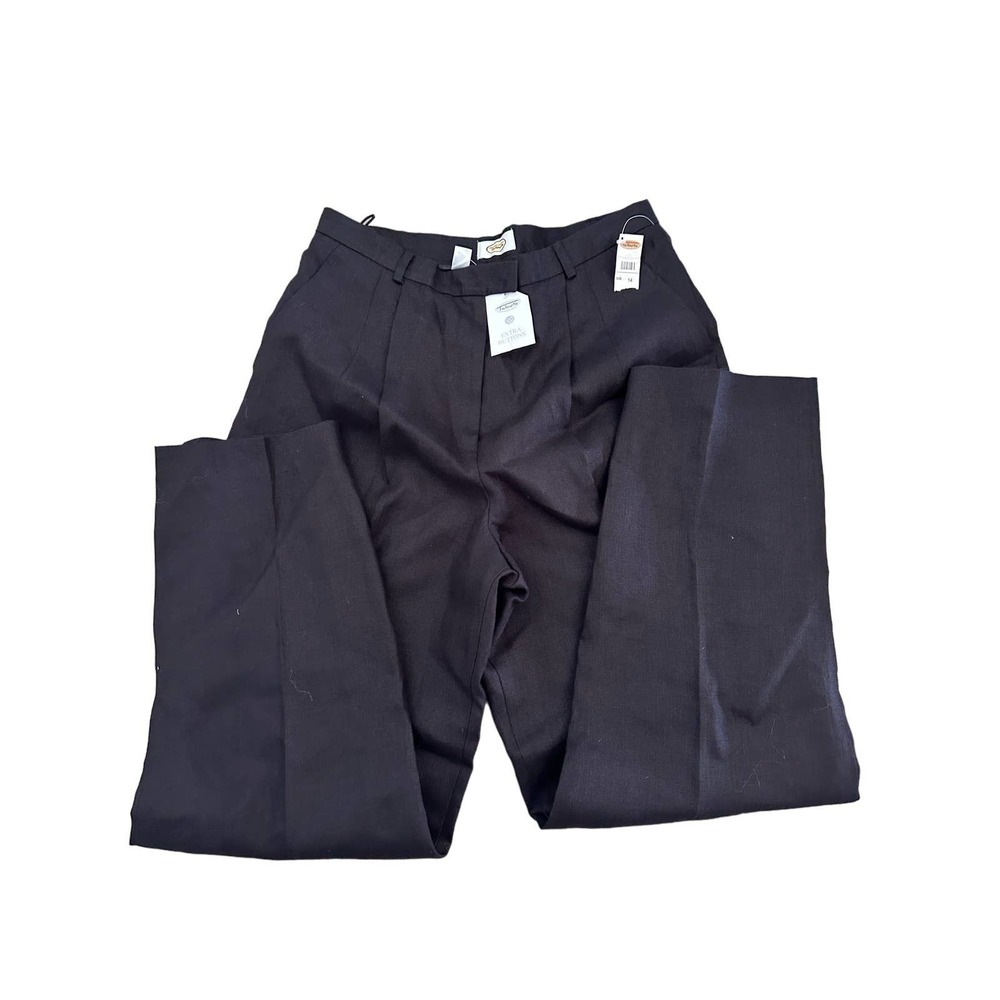 Talbots Pants High Rise Tapered Trouser Pleated Front Irish Linen Black 14NWT